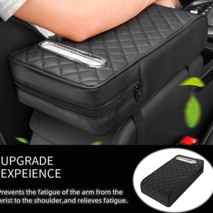 Car Console Armrest Cushion with Storage and Tissue Holder