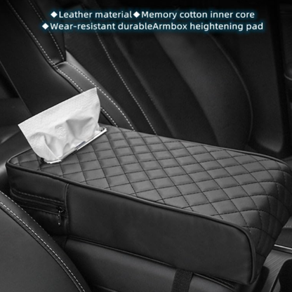 Car Console Armrest Cushion with Storage and Tissue Holder
