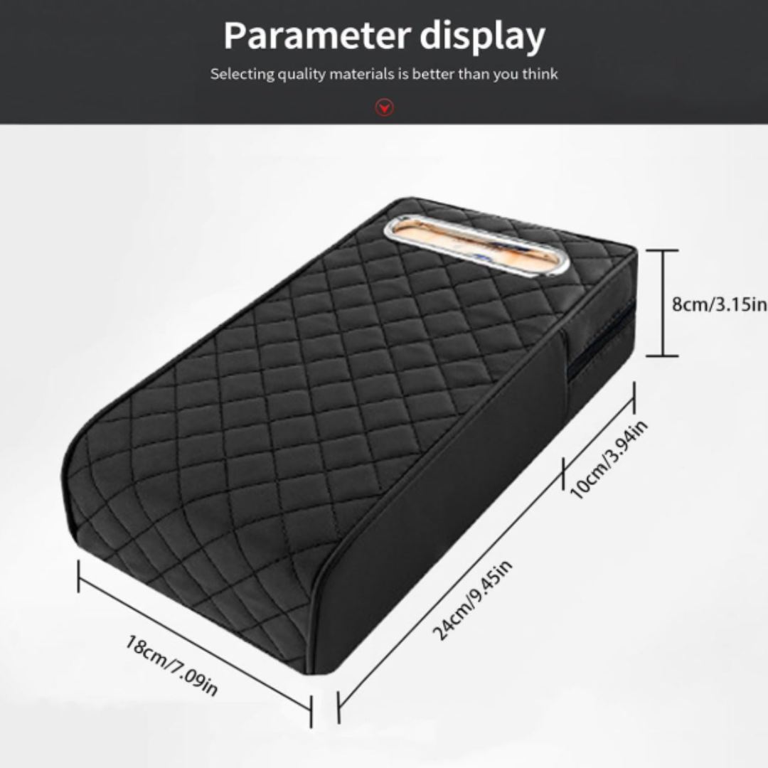 Car Console Armrest Cushion with Storage and Tissue Holder