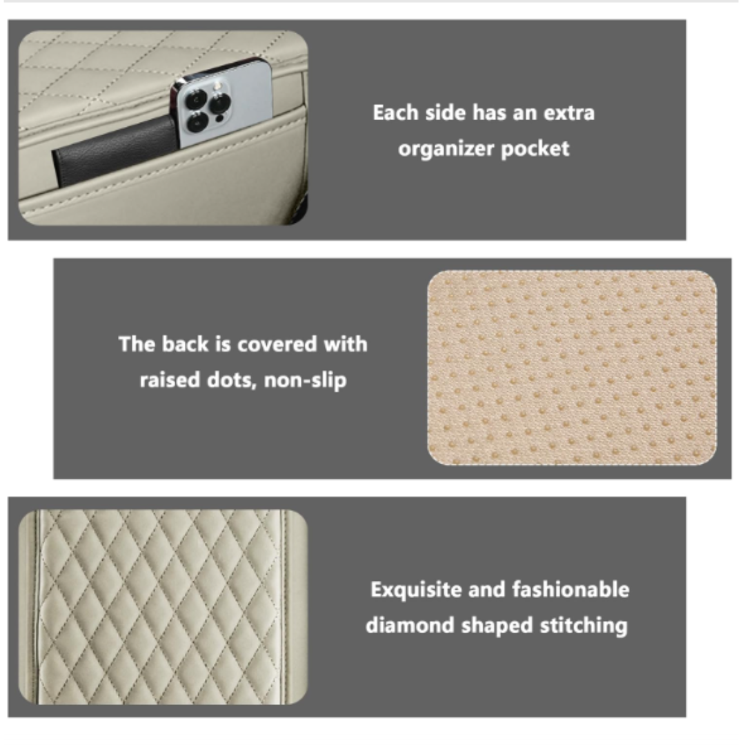 Car Console Armrest Cushion with Storage and Tissue Holder
