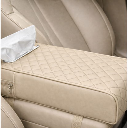 Car Console Armrest Cushion with Storage and Tissue Holder